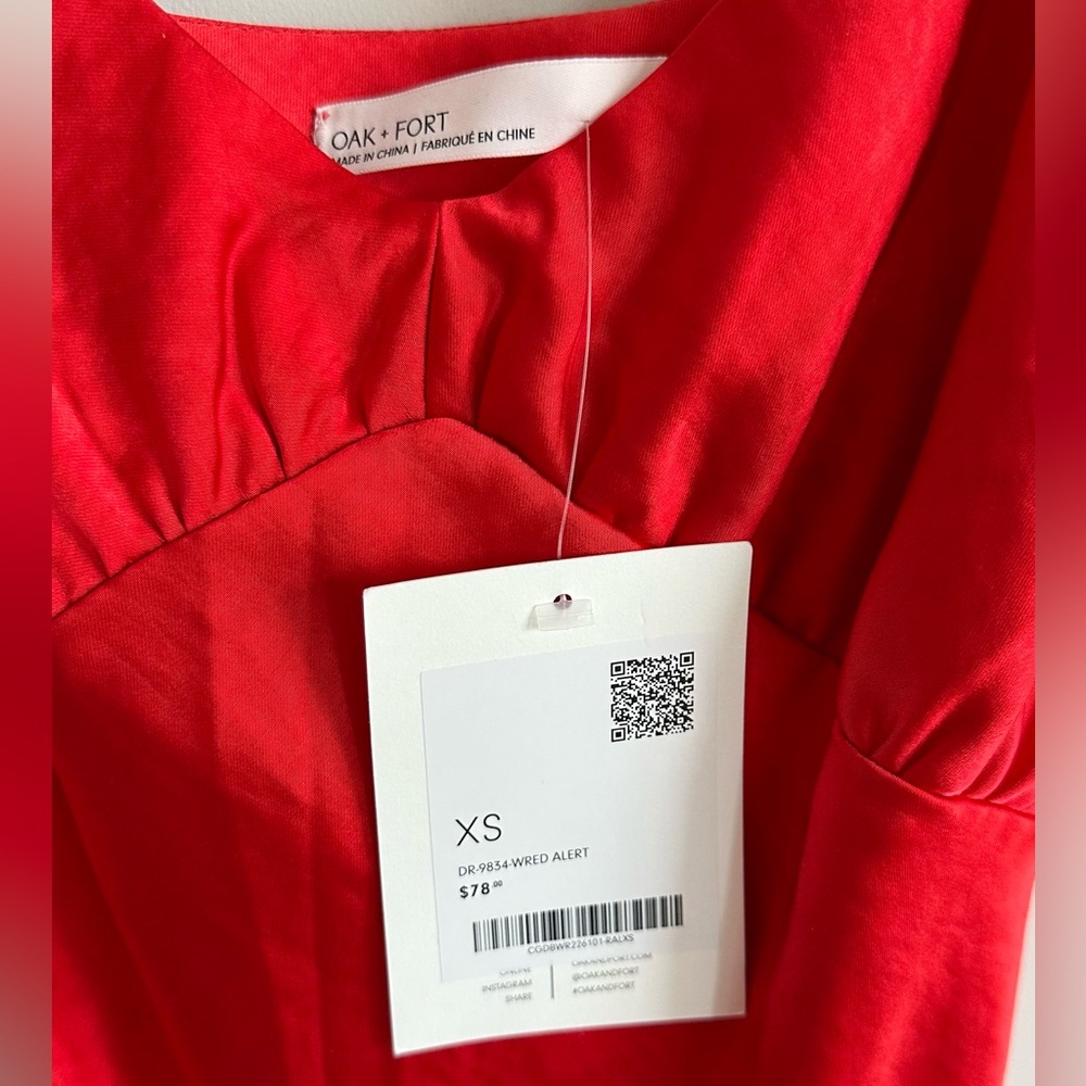 NWT Oak & Fort Red Satin Bias Cut Midi Dress XS - Picture 10 of 16